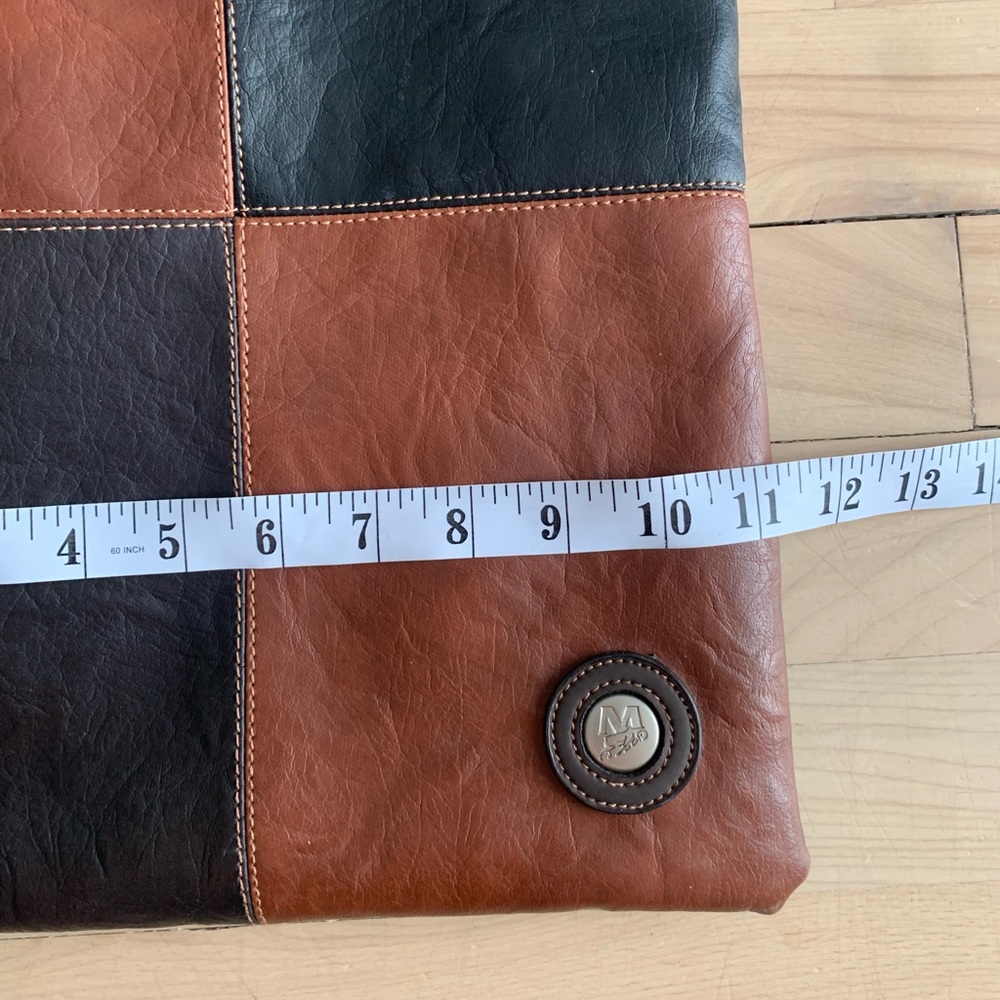 Leather Patchwork Drawstring Bag in Brown and Black | Luxurious Travel Bag - Picture 7 of 8